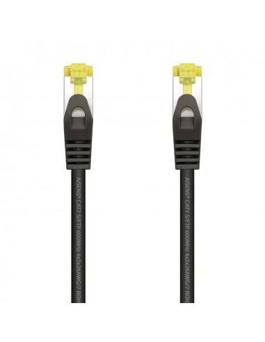 AISENS Cable De Red Latiguillo RJ45 LSZH Cat.7 600 MHz S FTP PIMF AWG26, Negro, 0.5 m