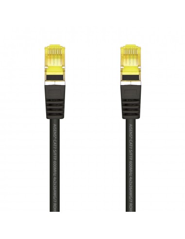 AISENS Cable De Red Latiguillo RJ45 LSZH Cat.7 600 MHz S FTP PIMF AWG26, Negro, 1.0 m