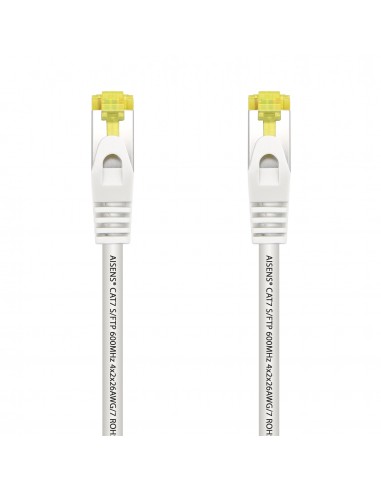 AISENS Cable De Red Latiguillo RJ45 LSZH Cat.7 600 MHz S FTP PIMF AWG26, Blanco, 0.5 m