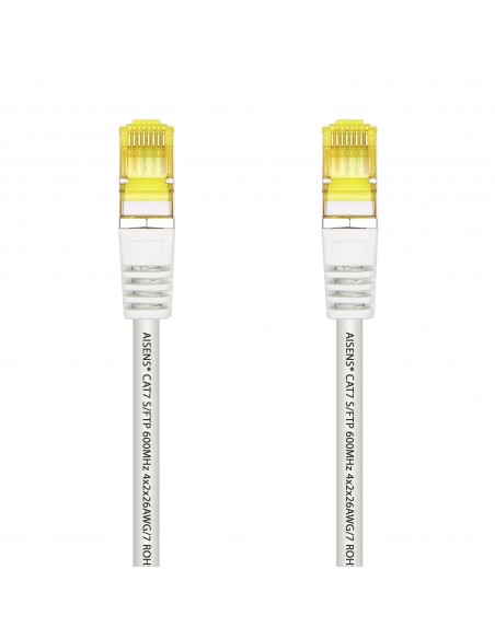 AISENS Cable De Red Latiguillo RJ45 LSZH Cat.7 600 MHz S FTP PIMF AWG26, Blanco, 1.0 m