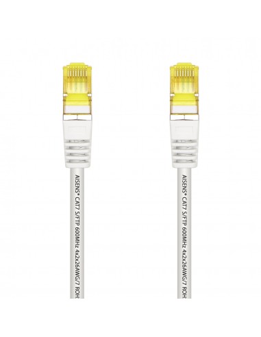 AISENS Cable De Red Latiguillo RJ45 LSZH Cat.7 600 MHz S FTP PIMF AWG26, Blanco, 25 cm