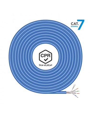 AISENS Cable de Red RJ45 LSZH CPR Dca CAT.7 600 MHZ S FTP AWG23, Azul, 305 m