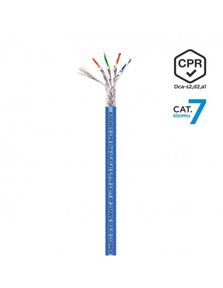 AISENS Cable de Red RJ45 LSZH CPR Dca CAT.7 600 MHZ S FTP AWG23, Azul, 305 m