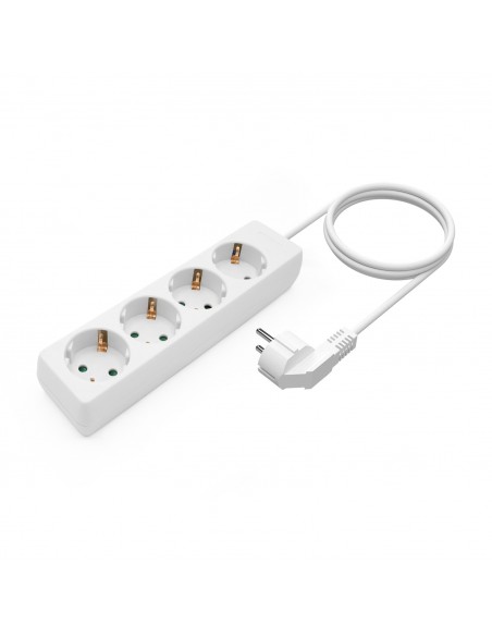 AISENS Base Multiple 4 Tomas Sin Interruptor Con Cable 3x1.5mm2, Blanco, 1.4m