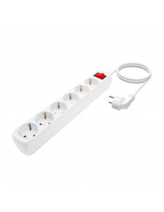 AISENS Base Multiple 6 Tomas Con Interruptor Con Cable 3x1.5mm2, Blanco, 1.4m 2