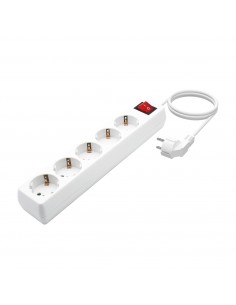 AISENS Base Multiple 5 Tomas con Interruptor con Cable 3×1.5mm2, Blanco, 1.4 m 2