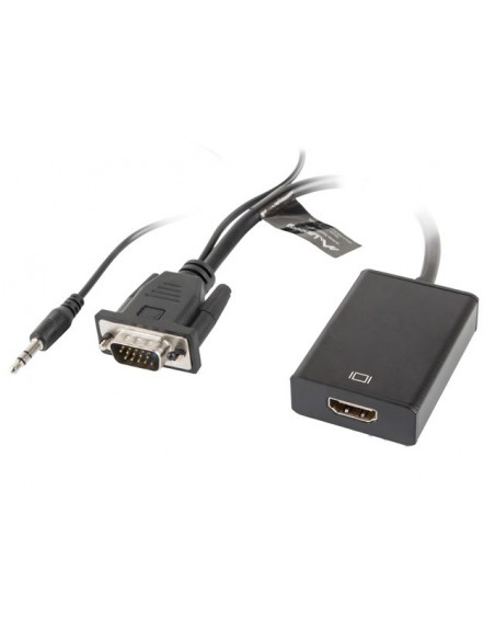 Lanberg AD-0021-BK adaptador de cable de vídeo 0,2 m HDMI tipo A (Estándar) VGA (D-Sub) Negro