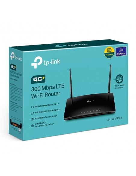 TP-Link Archer MR500 router inalámbrico Gigabit Ethernet Doble banda (2,4 GHz   5 GHz) 4G Negro