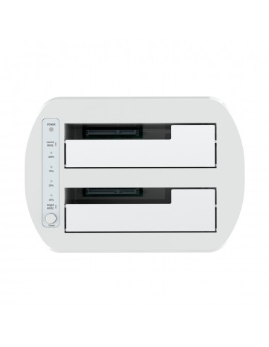 AISENS Estacion de Docking de Doble Bahia ASDS-D02W SATA 2.5 3.5 a USB 3.0 3.1 Gen1, Clone, Blanca