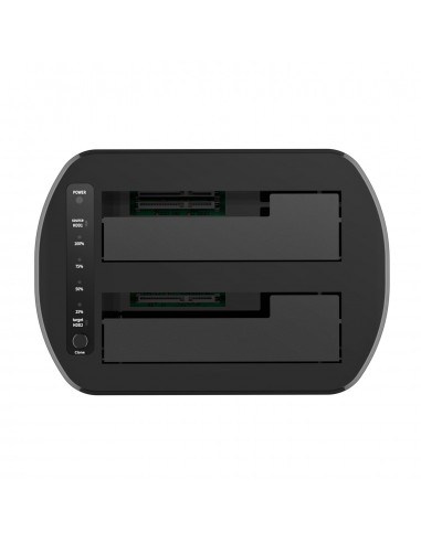 AISENS Estacion de Docking de Doble Bahia ASDS-D03B SATA 2.5 3.5 a USB 3.0 3.1 Gen1, Clone, Negra