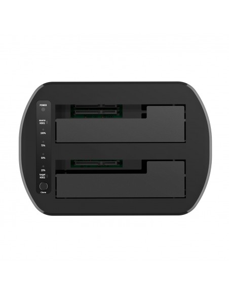 AISENS Estacion de Docking de Doble Bahia ASDS-D03B SATA 2.5 3.5 a USB 3.0 3.1 Gen1, Clone, Negra