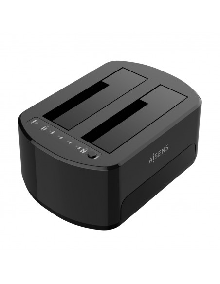 AISENS Estacion de Docking de Doble Bahia ASDS-D03B SATA 2.5 3.5 a USB 3.0 3.1 Gen1, Clone, Negra