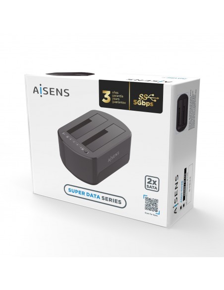 AISENS Estacion de Docking de Doble Bahia ASDS-D03B SATA 2.5 3.5 a USB 3.0 3.1 Gen1, Clone, Negra AISENS Estacion de Docking de Doble Bahia ASDS-D03B SATA 2.5 3.5 a USB 3.0 3.1 Gen1, Clone, Negra