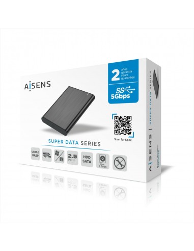 AISENS Caja Externa 2,5" ASE-2525B 9.5mm SATA a USB 3.0 USB3.1 Gen1, Negra