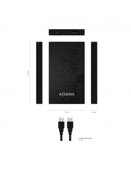AISENS Caja Externa 2,5″ ASE-2523B 9.5MM SATA a USB 3.0 USB3.1 GEN1, Negra AISENS Caja Externa 2,5″ ASE-2523B 9.5MM SATA a USB 3.0 USB3.1 GEN1, Negra
