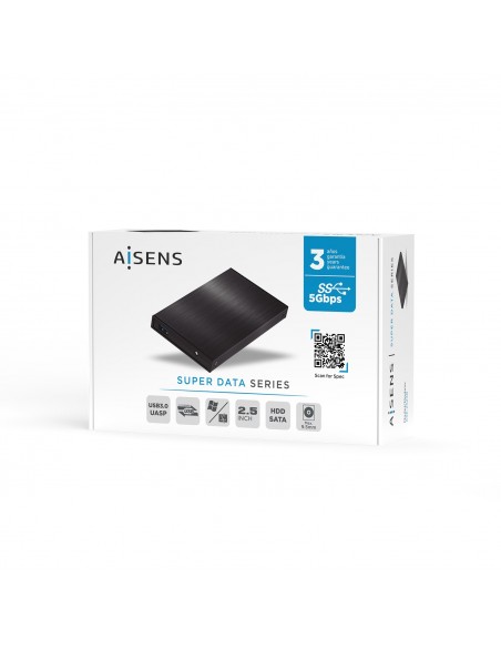 AISENS Caja Externa 2,5″ ASE-2523B 9.5MM SATA a USB 3.0 USB3.1 GEN1, Negra