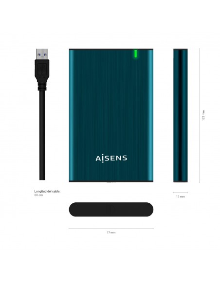 AISENS Caja Externa 2.5" ASE-2525PB 9.5 mm SATA A USB 3.0 USB 3.1 Gen1, Azul Pacifico AISENS Caja Externa 2.5" ASE-2525PB 9.5 mm SATA A USB 3.0 USB 3.1 Gen1, Azul Pacifico