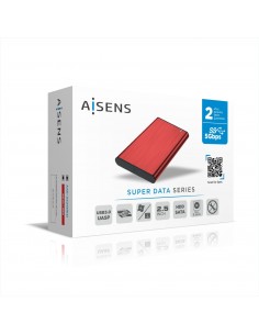 AISENS Caja Externa 2,5" ASE-2525RED 9.5mm SATA a USB 3.0 USB3.1 Gen1, Rojo