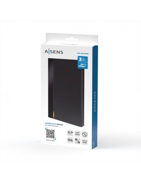 AISENS Caja Externa 2,5″ ASE-2524B 9.5mm SATA a USB 3.0 USB3.1 Gen1, Negra