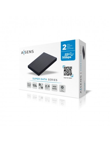 AISENS Caja externa 2,5" ASE-2530B 9.5 mm SATA a USB 3.0 USB 3.1 Gen1, Negra