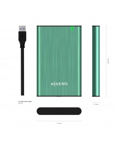 AISENS Caja Externa 2.5" ASE-2525SGN 9.5 mm SATA A USB 3.0 USB 3.1 Gen1, Verde Primavera