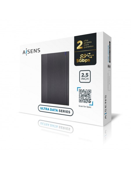 AISENS Caja Externa 2.5" ASE-2532B 9.5mm SATA A USB 3.0 USB3.1 Gen1, Negra