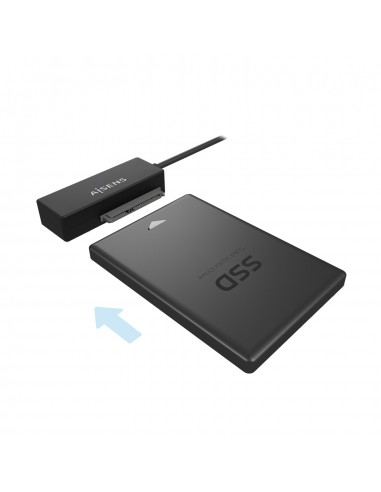 AISENS Adaptador ASE-35A01B SATA a USB-A USB 3.0 USB3.1 GEN1 para Discos Duros 2.5″ y 3.5″ con Alimentador, Negro