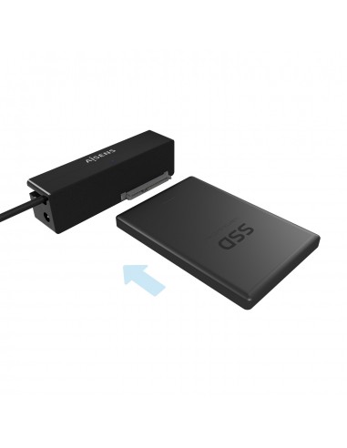 AISENS Adaptador ASE-35C02B SATA a USB-C USB 3.0 USB3.1 GEN1 para Discos Duros 2.5" y 3.5" con Alimentador, Negro