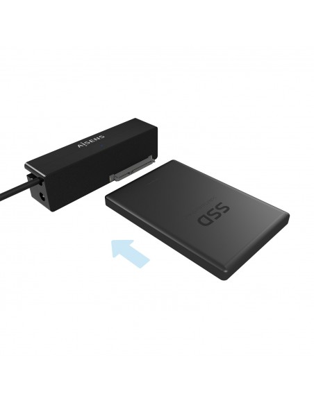 AISENS Adaptador ASE-35C02B SATA a USB-C USB 3.0 USB3.1 GEN1 para Discos Duros 2.5" y 3.5" con Alimentador, Negro