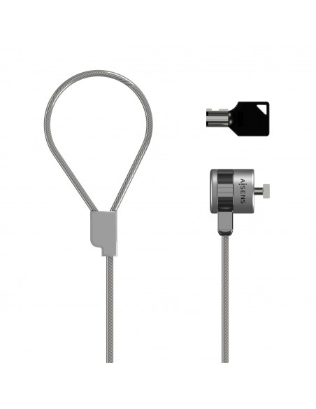 AISENS Cable de Seguridad con Cerradura de Llave para Ordenador, Monitor, Portatil 1.5 m