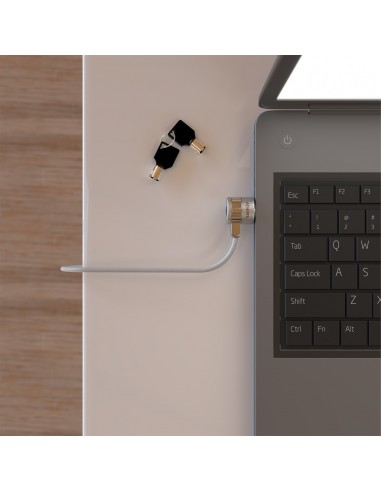 AISENS Cable de Seguridad con Cerradura de Llave para Ordenador, Monitor, Portatil 1.5 m