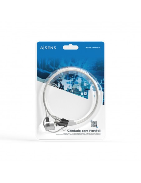 AISENS Cable de Seguridad con Cerradura de Llave para Ordenador, Monitor, Portatil 1.5 m