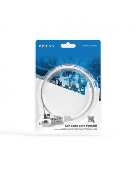 AISENS Cable de Seguridad con Cerradura de Combinacion para Ordenador, Monitor, Portatil 1.5M