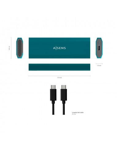 AISENS Caja Externa M.2 (NGFF) ASM2-019BLU SATA NVMe a Usb3.1 Gen2, Azul