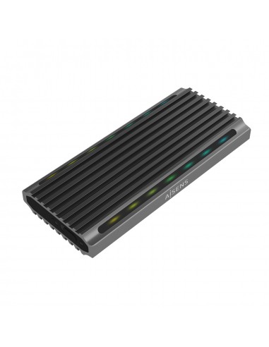 AISENS Caja Externa M.2 RGB Gaming ASM2-RGB011GR SATA NVMe A USB3.1 Gen2, Gris