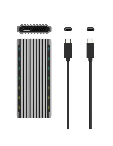 AISENS Caja Externa M.2 RGB Gaming ASM2-RGB011GR SATA NVMe A USB3.1 Gen2, Gris