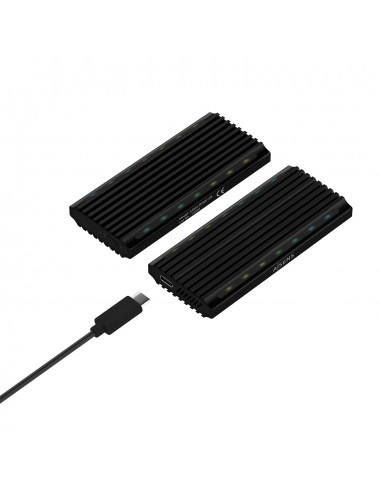 AISENS Caja Externa M.2 RGB Gaming ASM2-RGB012B SATA NVMe A USB3.1 Gen2, Negra