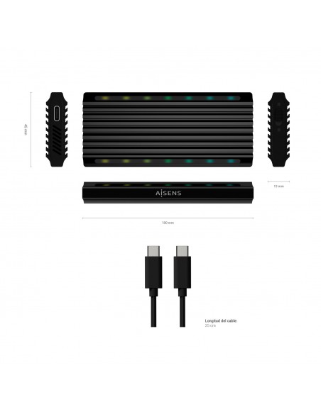 AISENS Caja Externa M.2 RGB Gaming ASM2-RGB012B SATA NVMe A USB3.1 Gen2, Negra AISENS Caja Externa M.2 RGB Gaming ASM2-RGB012B SATA NVMe A USB3.1 Gen2, Negra