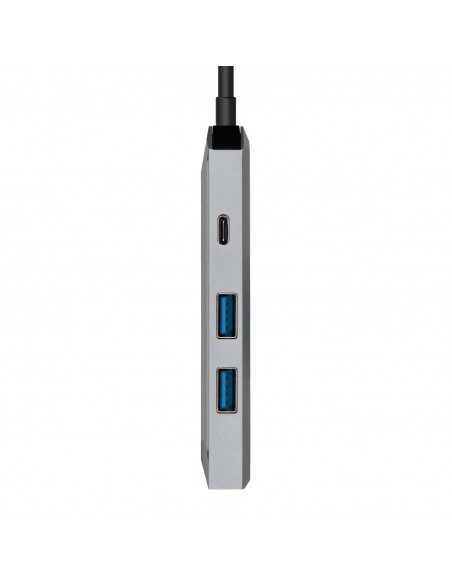 AISENS USB-C dock 4 en 1, USB-C a 1xHDMI, 2xUSB, 1xPD, Gris, 15 cm