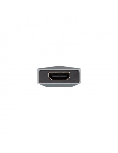 AISENS USB-C dock 4 en 1, USB-C a 1xHDMI, 2xUSB, 1xPD, Gris, 15 cm