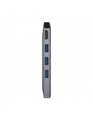 AISENS USB-C dock 8 en 1, USB-C a 1xHDMI, 1xRJ45, 3xUSB, 1xPD, 1xSD, 1xMicroSD, Gris, 15 cm