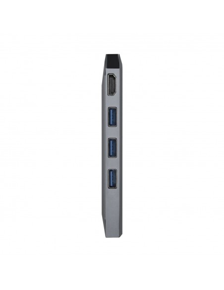 AISENS USB-C dock 8 en 1, USB-C a 1xHDMI, 1xRJ45, 3xUSB, 1xPD, 1xSD, 1xMicroSD, Gris, 15 cm