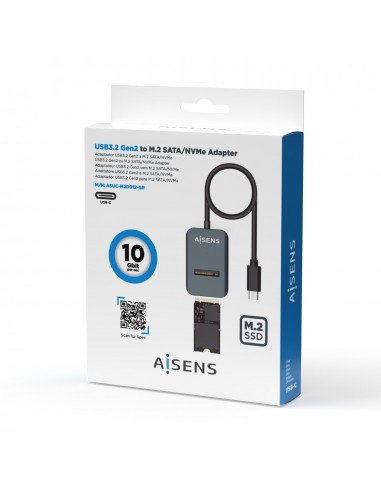 AISENS USB-C Dock M.2 (NGFF) ASUC-M2D012-GR SATA NVMe A USB3.1 Gen2, Gris