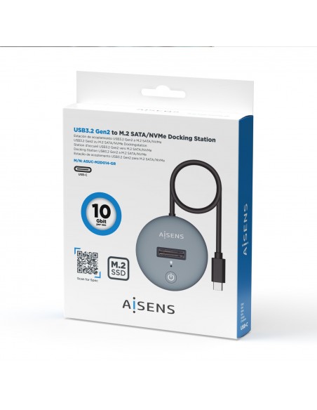 AISENS USB-C Dock M.2 (NGFF) ASUC-M2D014-GR SATA NVMe A USB3.1 Gen2, Gris AISENS USB-C Dock M.2 (NGFF) ASUC-M2D014-GR SATA NVMe A USB3.1 Gen2, Gris