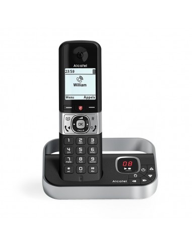 Alcatel F890 Teléfono DECT Identificador de llamadas Negro, Plata