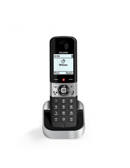 Alcatel F890 Teléfono DECT Identificador de llamadas Negro, Plata