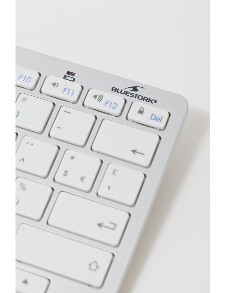 Bluestork BS-KB-MICRO BT SP teclado Bluetooth QWERTY Español Plata, Blanco