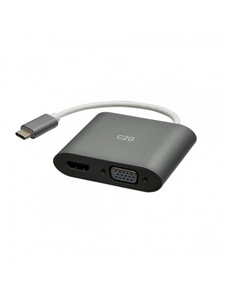 C2G Adaptador multipuerto MST de USB-C® a HDMI® y VGA - 4K 30 Hz - Blanco