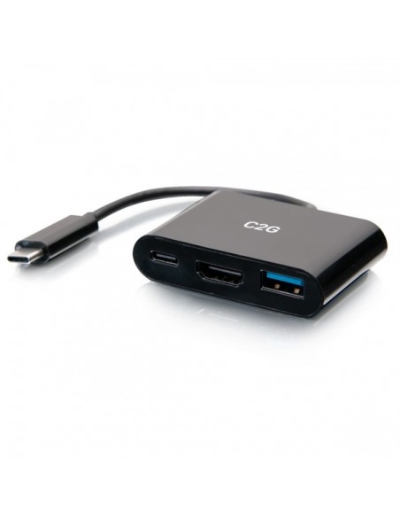 C2G Mini base USB-C 3 en 1 con alimentación HDMI, USB-A y USB-C de hasta 60 W - 4K 30 Hz