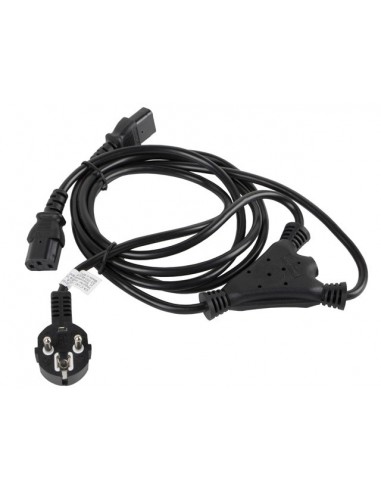 Lanberg CA-C13C-13CC-0018-BK cable de transmisión Negro 2 m C13 acoplador CEE7 7